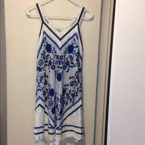 MAX STUDIO White and Blue S Dress